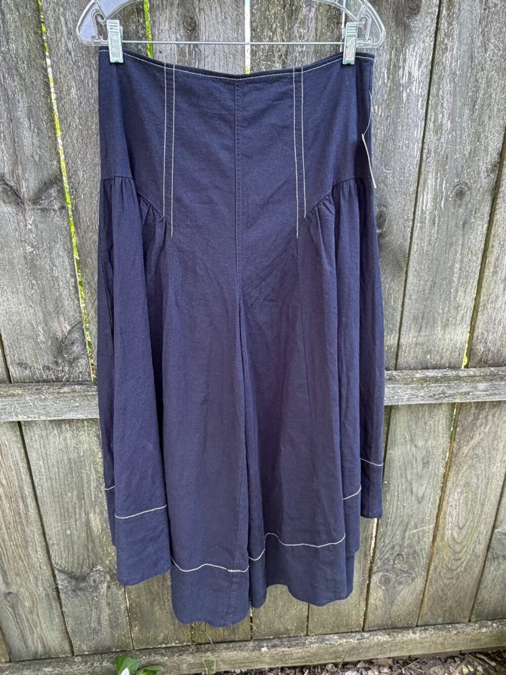 ANTHROPOLOGIE Culottes Linen Blend Navy Cropped Wide Leg Pants Skirty 10 M NWT